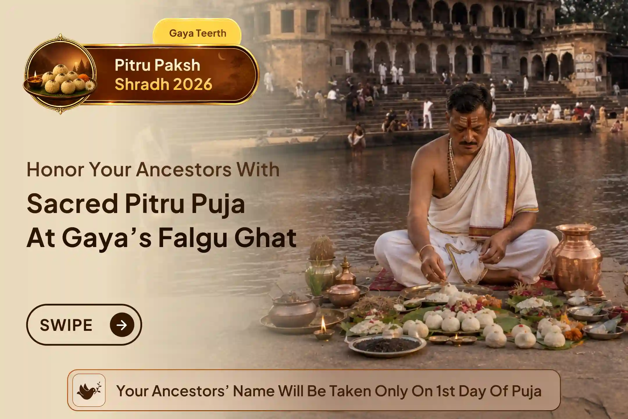 Gaya Ji 15 Tithi Shraddha Puja, Til Tarpan & Brahmin Bhojan